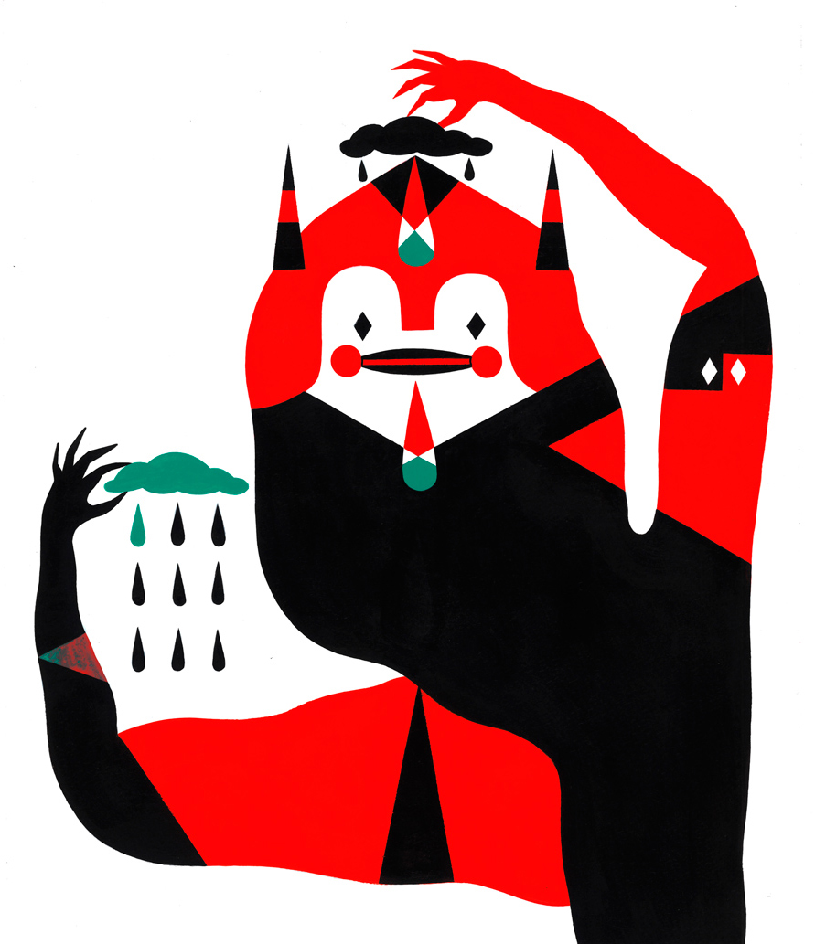 l'illustrazione di un mostro minimalista ispirato a depero, a cura di Camilla Falsini
